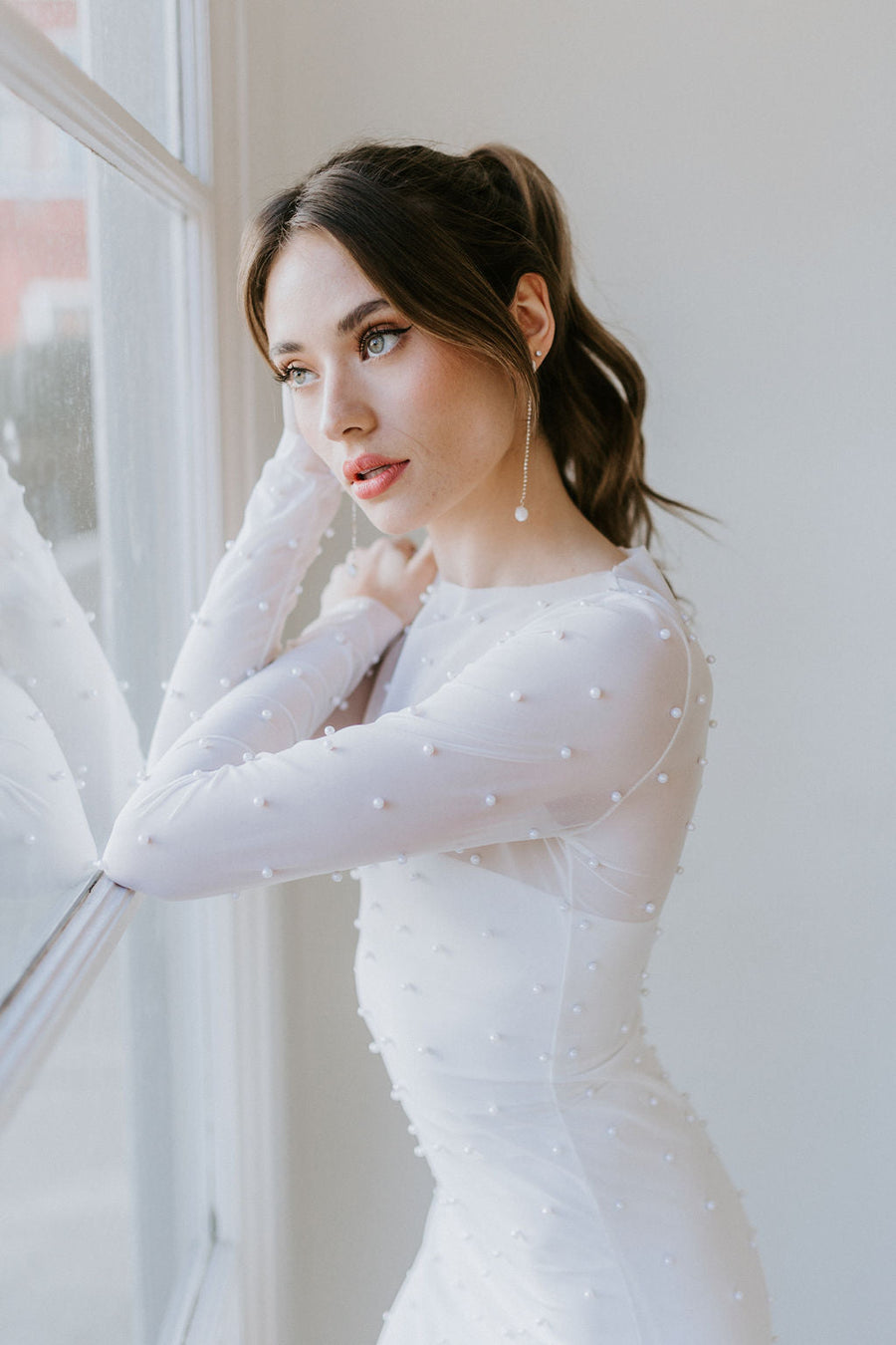 Pampas Sheer Pearl Bodycon Dress