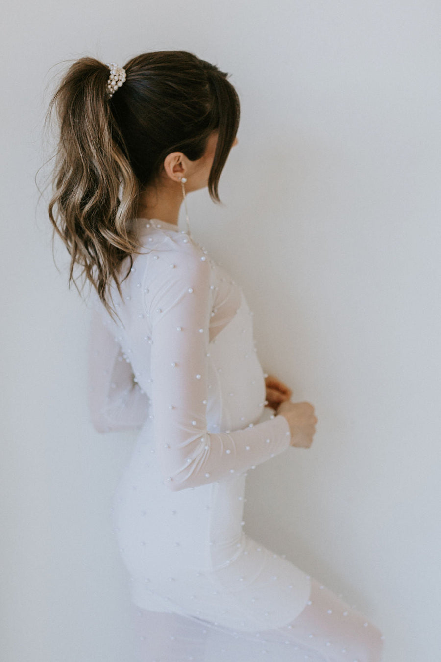 Pampas Sheer Pearl Bodycon Dress