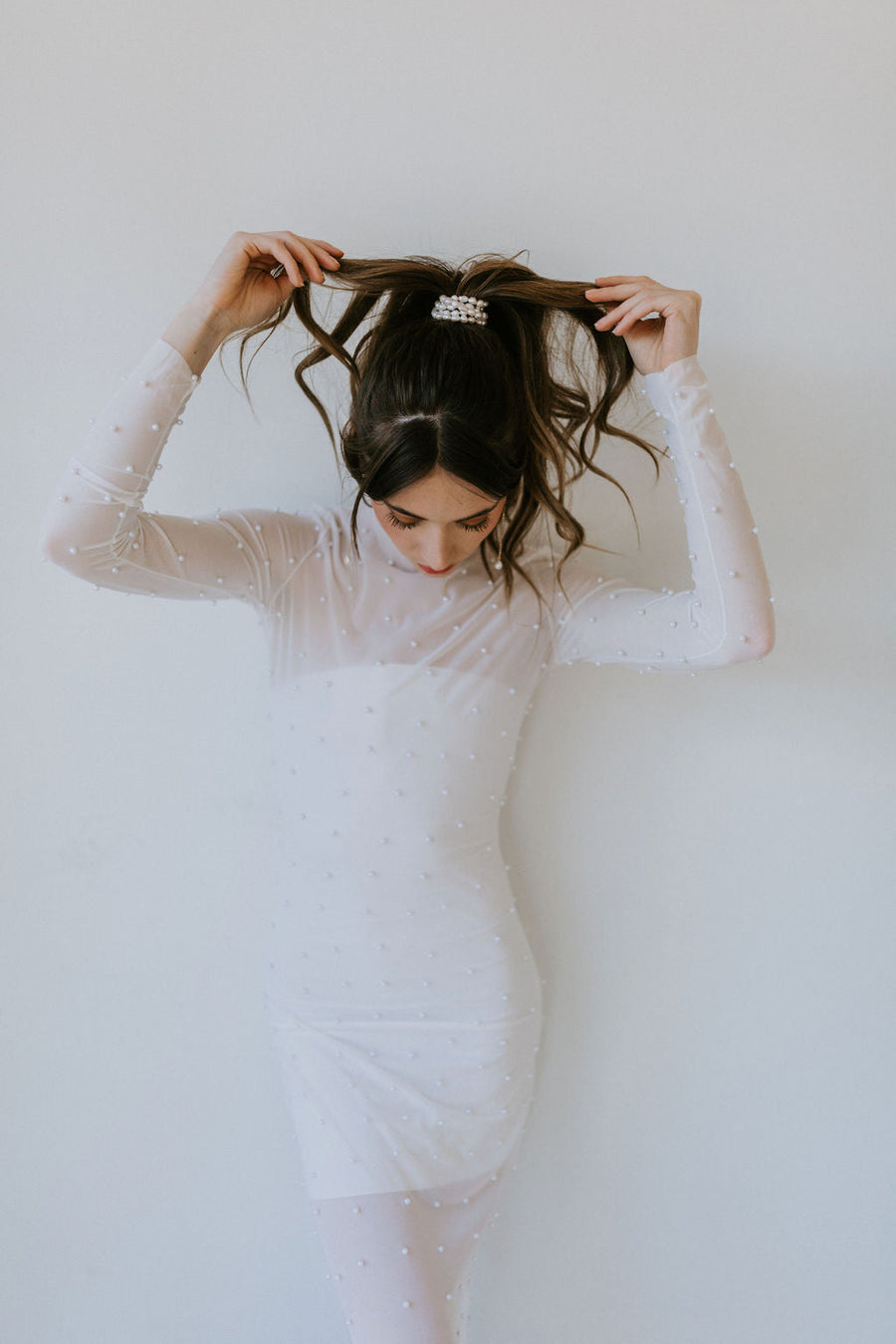 Pampas Sheer Pearl Bodycon Dress