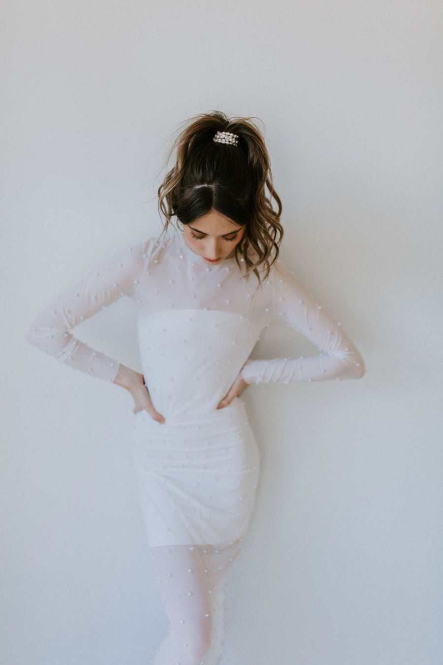 Pampas Sheer Pearl Bodycon Dress