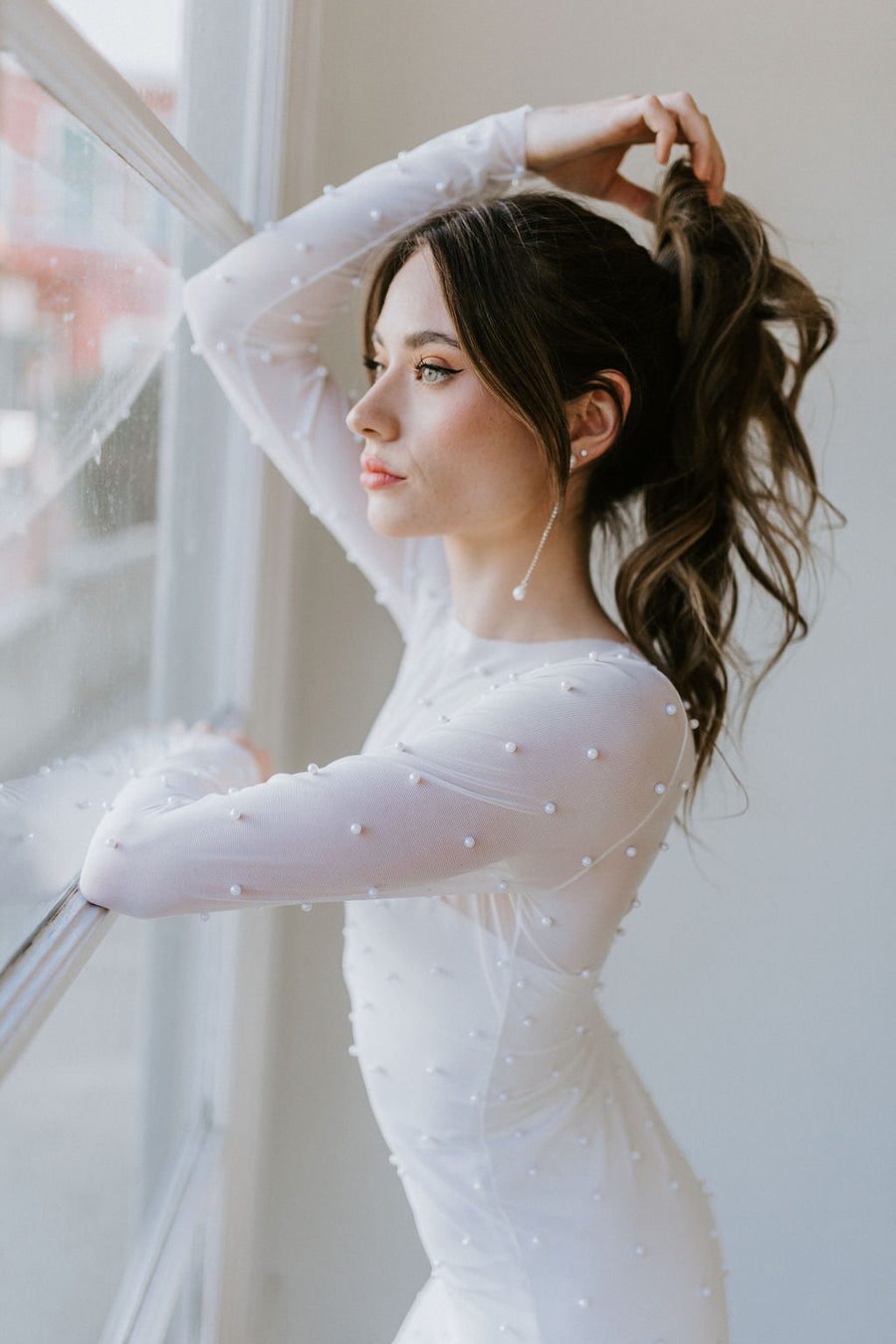 Pampas Sheer Pearl Bodycon Dress