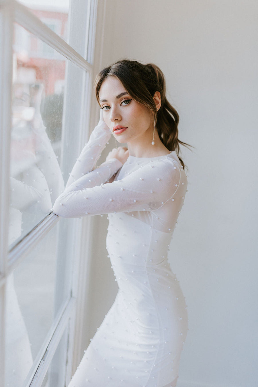 Pampas Sheer Pearl Bodycon Dress