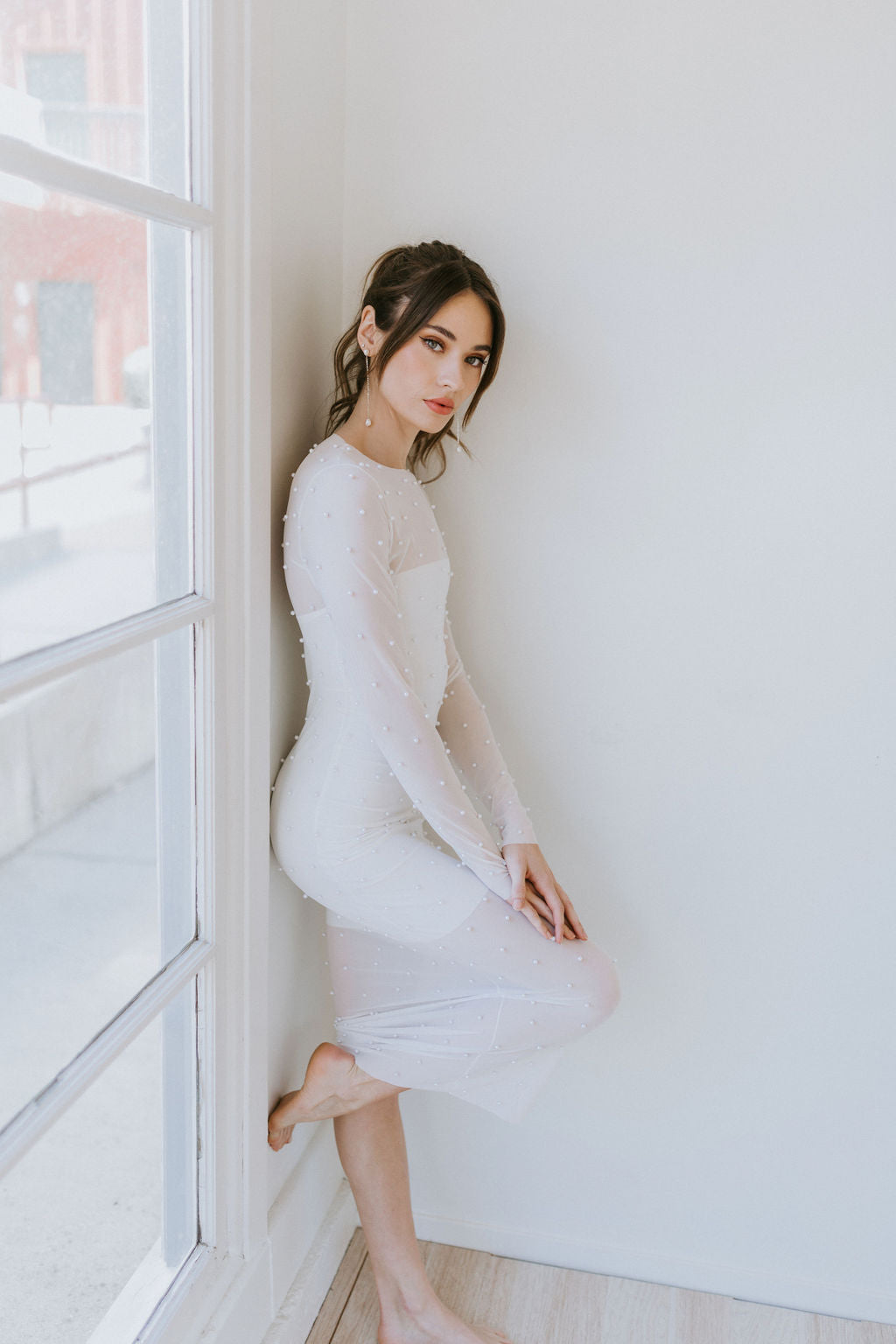 Pampas Sheer Pearl Bodycon Dress – Untamed Petals UK